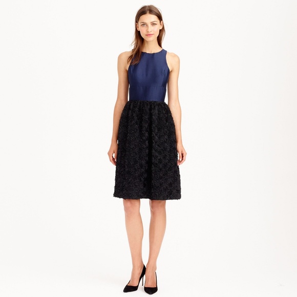 J. Crew Dresses & Skirts - J. Crew Collection Navy and Black Rosette Dress